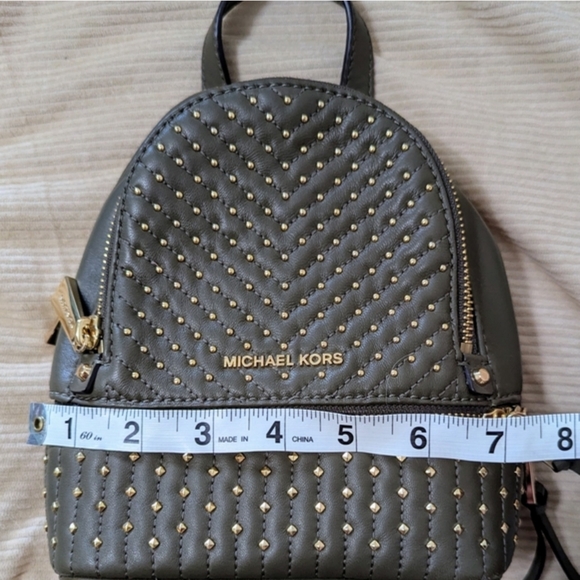 Michael Kors Olive and Gold Quilted Backpack - Picture 6 of 7